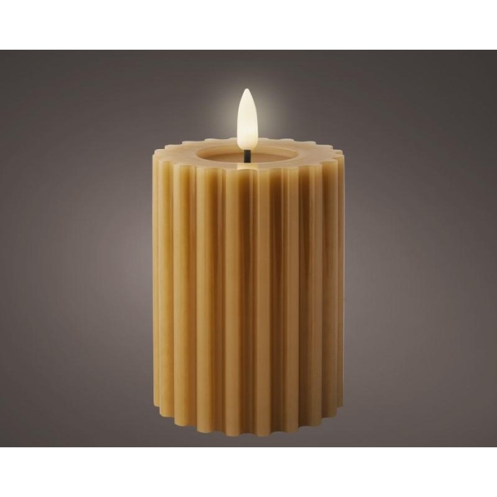 CANDELA LED RIGATA MARRONE H.12.3 CM.